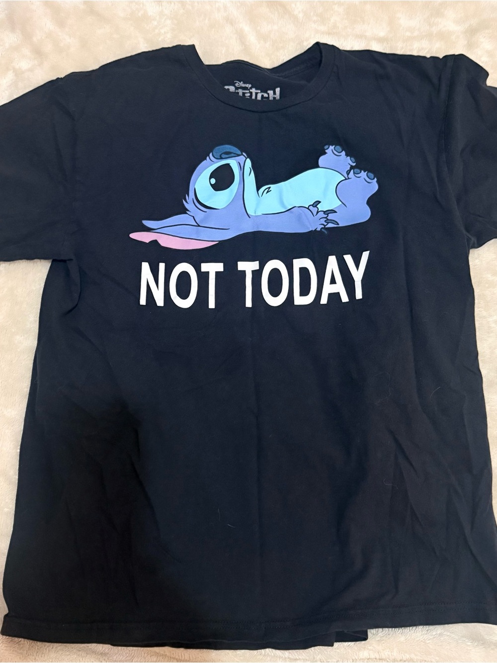 Disney Stitch Adult, Black 'Not Today' Graphic Tee